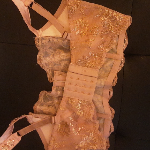 NWOT V.S. 34DDD BEADED PINK AND GOLD CORSET BRA - Picture 4 of 6